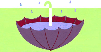 Illustration eines umgekehrten Regenschirms